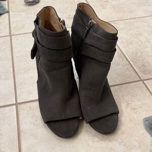 Nine West Dark Gray Peep-Toe Ankle Boots